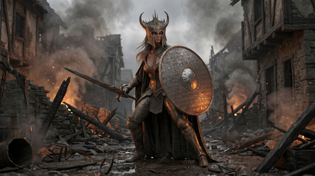 Bronze armored warrior queen