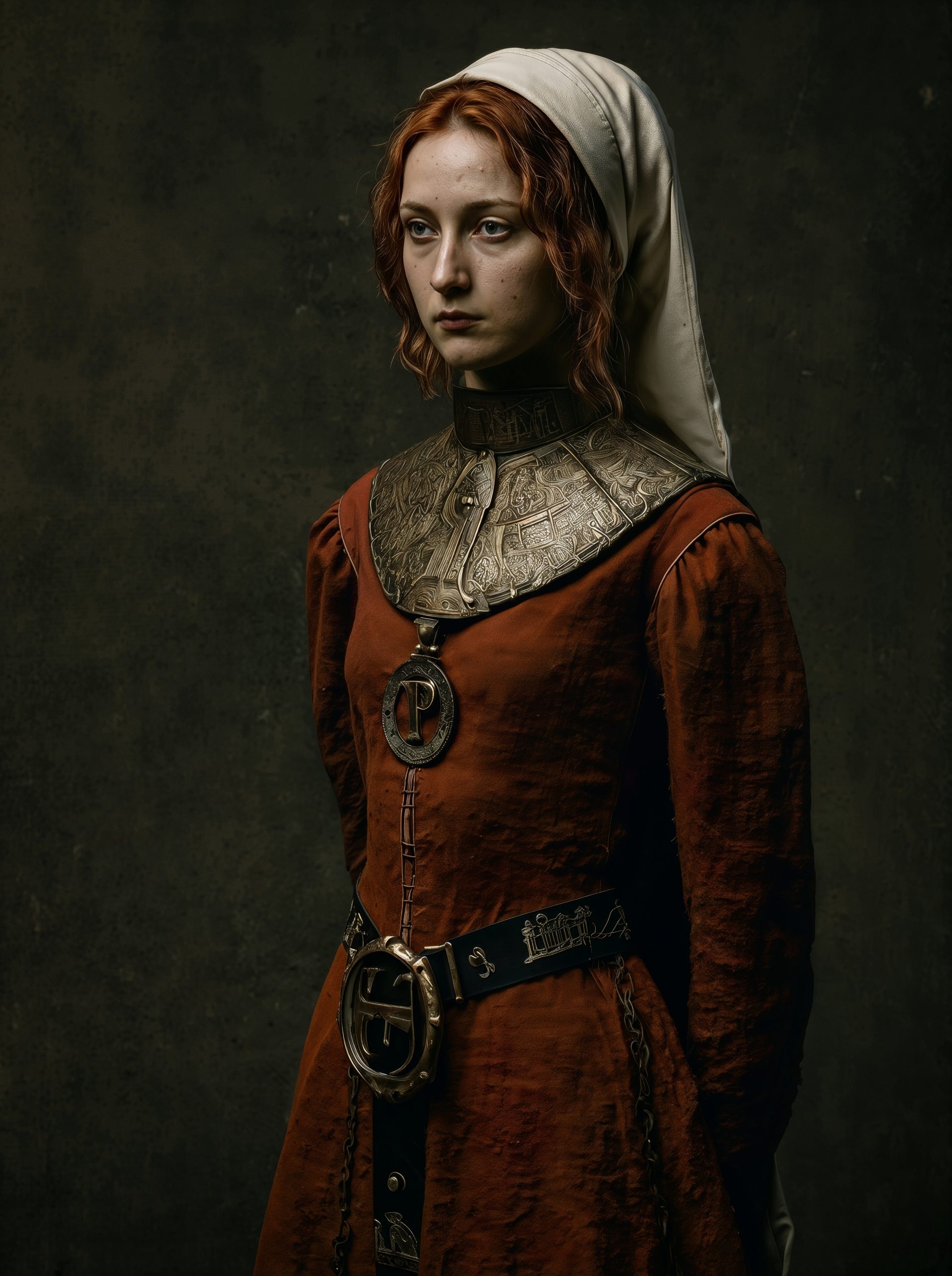 medieval armored woman portrait