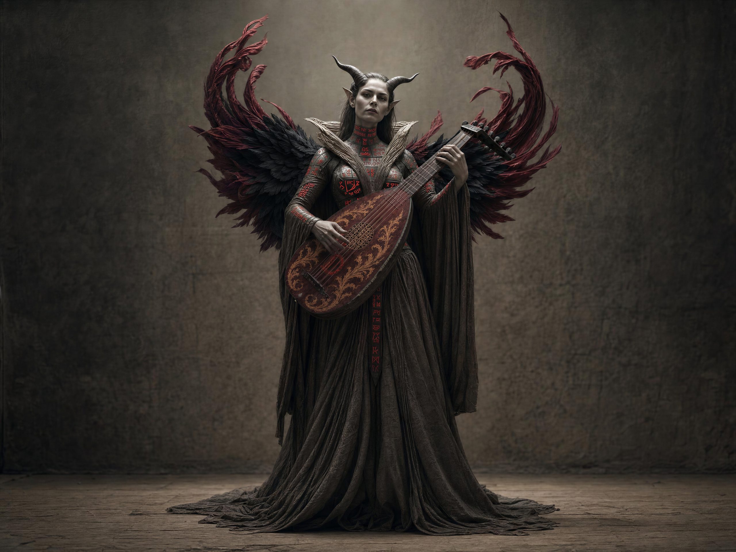 demonic angel with instrument