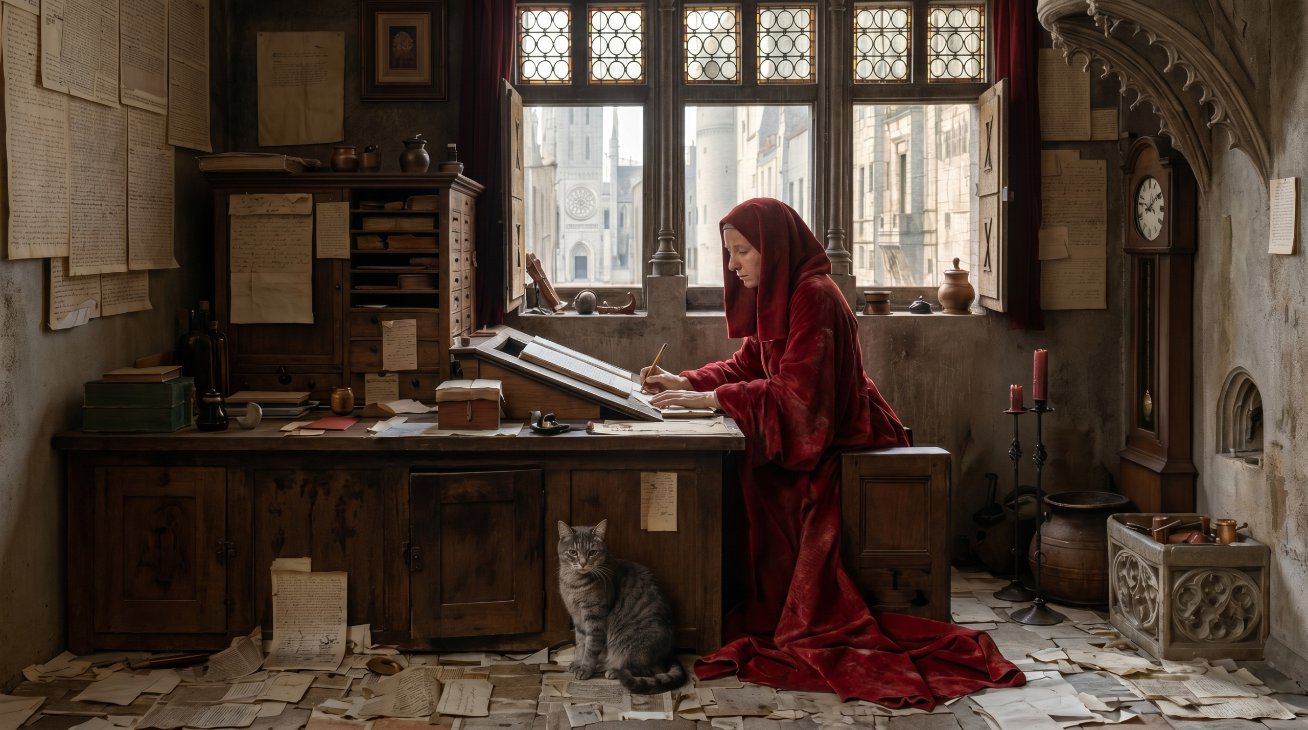medieval monk writing chamber